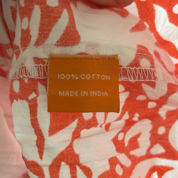 Oliphant Short Crew Mini Dress Women’s‎ Size XS Puff Sleeve Floral Orange White - Picture 10 of 11